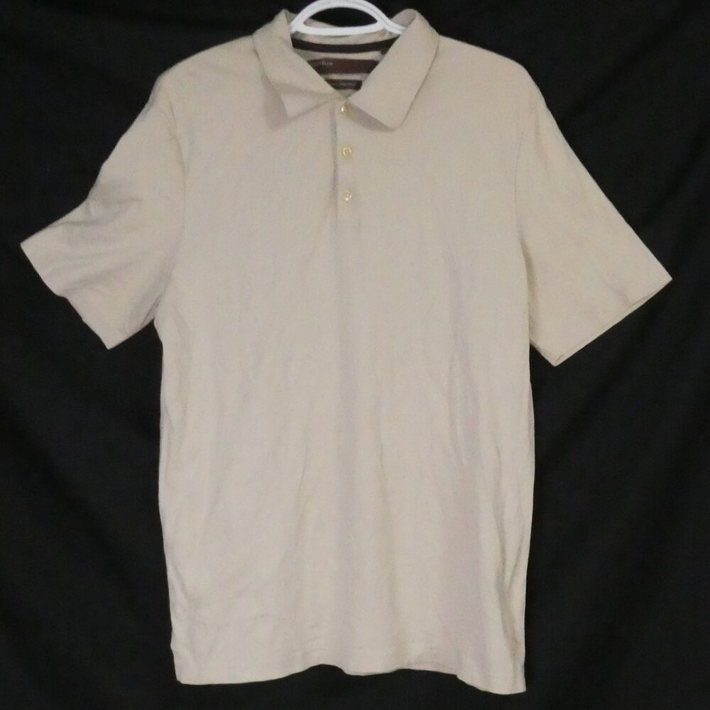 PERRY ELLIS - Luxury Prima Cotton | large | Beige Polo Shirt | Like New
